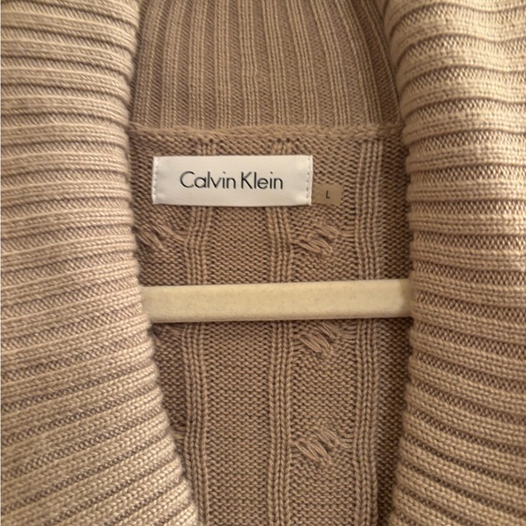 Calvin Klein Cable Knit Sweater Dress with Shawl Collar - Picture 5 of 8